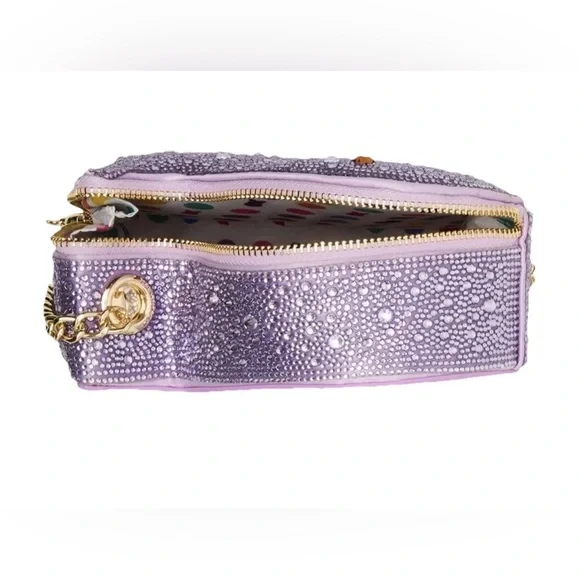 BETSEY JOHNSON EXCLUSIVE CROSSBODY BAG KITSCH PEEPS CHICK RHINESTONES LAVENDER - Picture 6 of 6